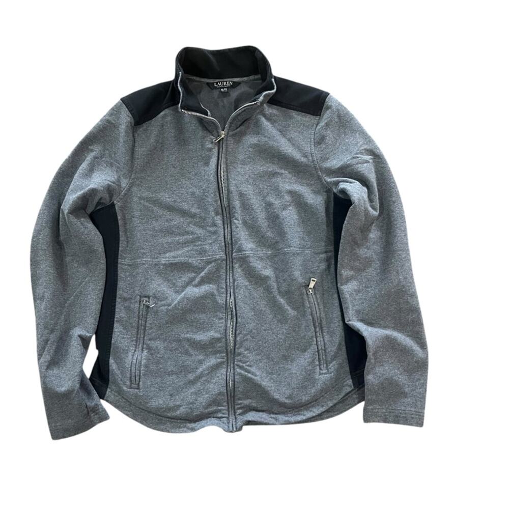 Lauren Ralph Lauren Black Label Womens Athletic Jacket XL Full Zip Gray Black
